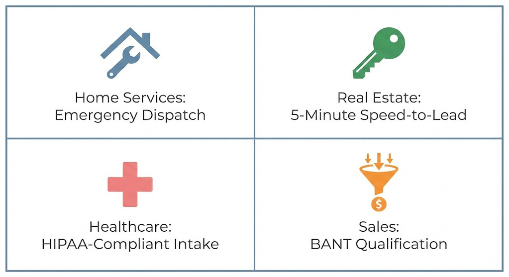 AI voice agent use cases for Home Services, Real Estate, Med Spas, and High-Ticket Sales industries